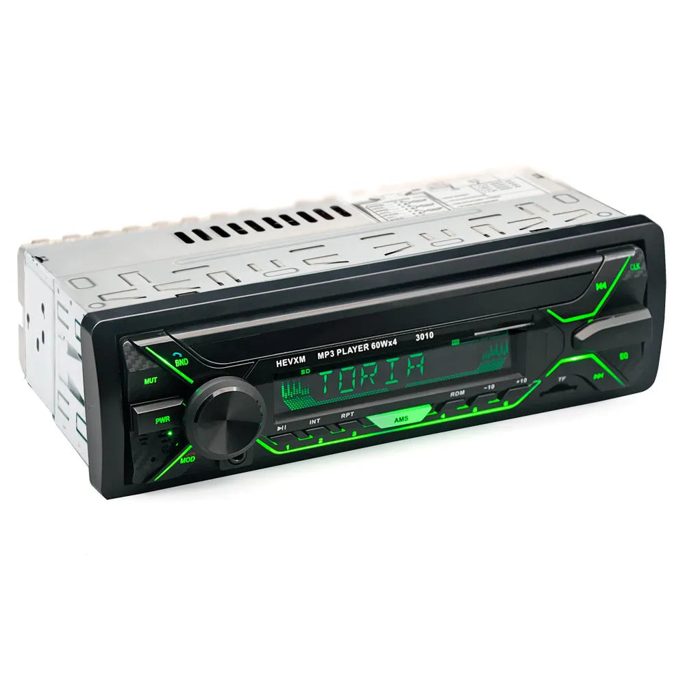 Car radio MP3 player with Bluetooth, USB port, TF card slot, LCD display, and front panel controls