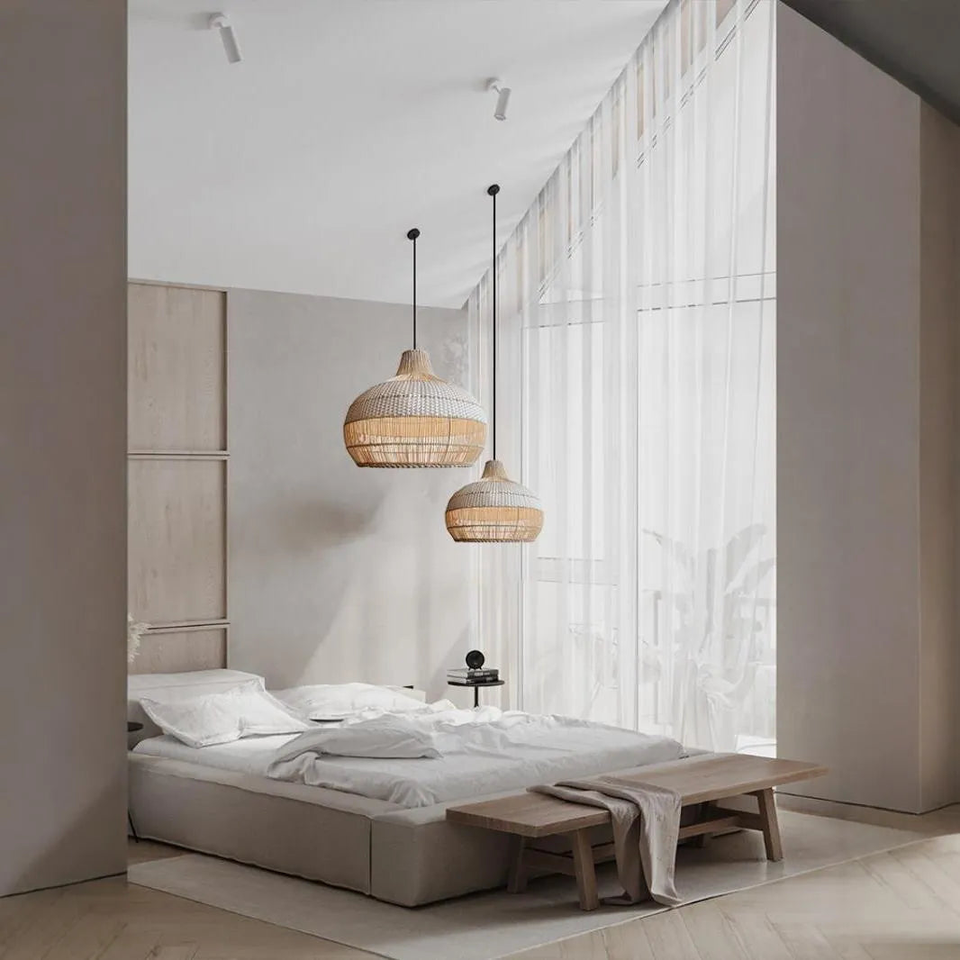 60cm diameter rattan chandelier with silent wind style design for living room