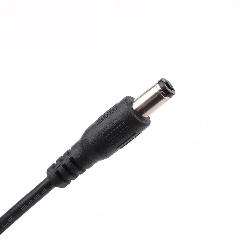 USB to 5.5x2.1mm DC plug power cord 1m black straight head connector