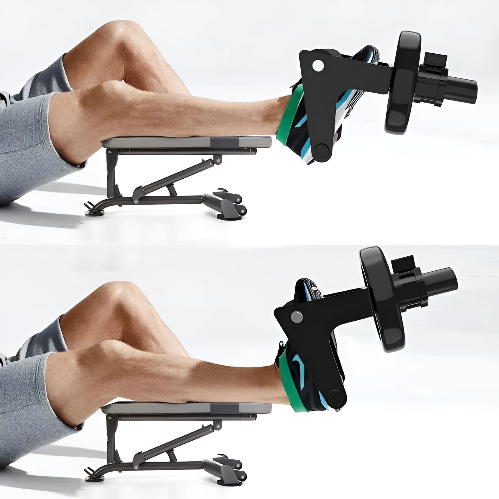Shin trainer with iron foam frame and foam padding for calf ankle rehabilitation, fits 50mm or 25mm barbell discs