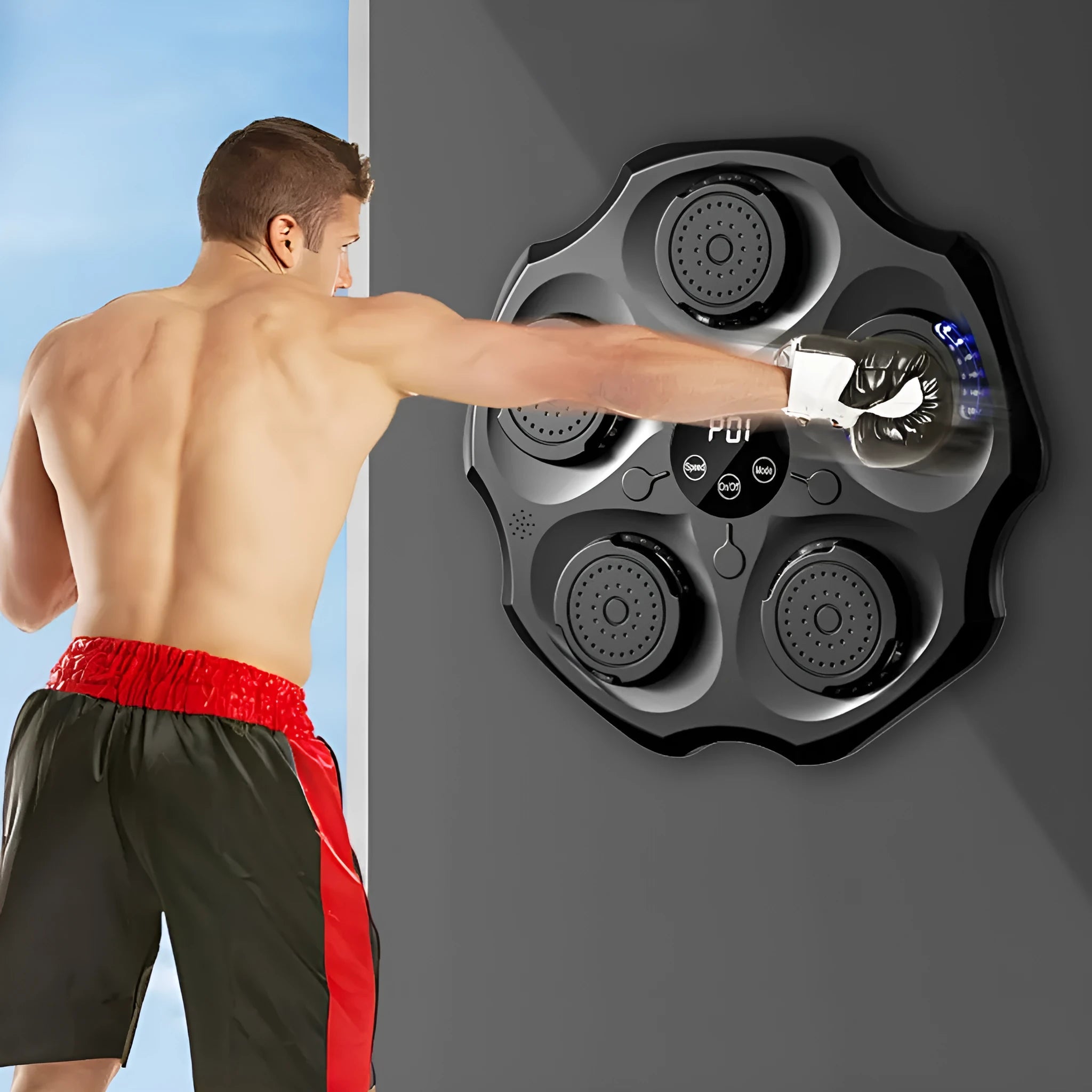 Bluetooth music boxing wall target with hanging design and boxing gloves for home fitness training