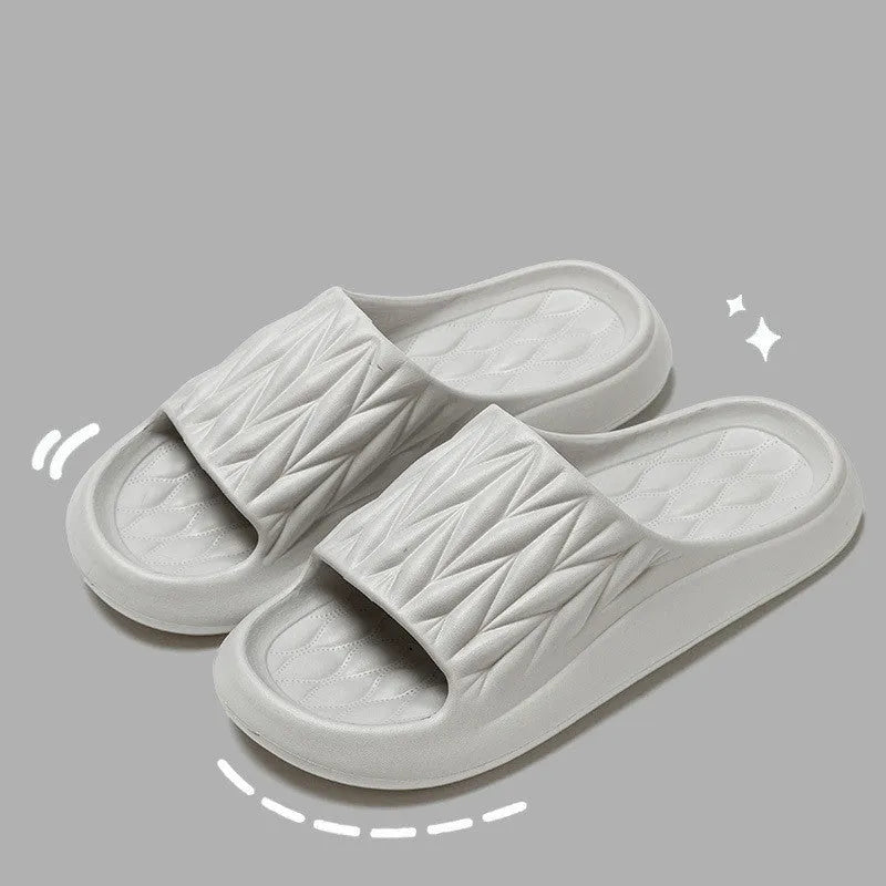 Leaf texture design EVA slippers in five colours with anti-slip sole for indoor household use