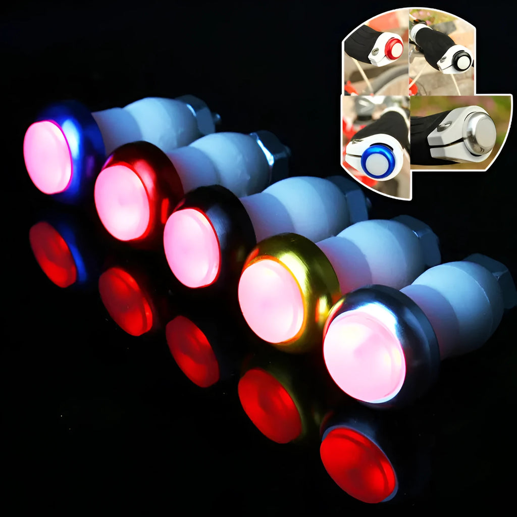 Bicycle handlebar end LED turn signal light in black with 6061 aluminium alloy body and red LED