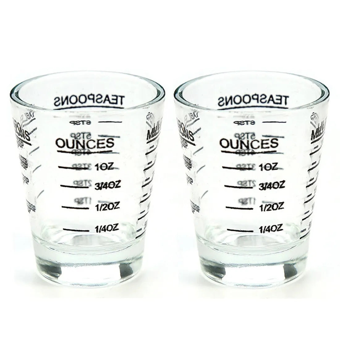 30ml mini retro glass with measurement scale in black colour option on a table