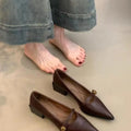 Women's retro low-cut high heels with chunky heel in black and brown, sizes 34-40