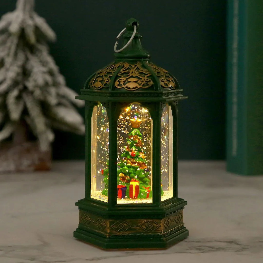 Plastic small night lamp with modern simplicity design in five Christmas colours: red old man, white snowman, green tree, brushed gold Jesus, white angel