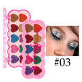 Ten-colour pearlescent heart sequin eyeshadow palette showing multiple shades