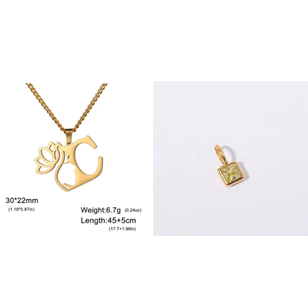 Stainless steel cross chain necklace with pendant in gold or silver electroplated finish