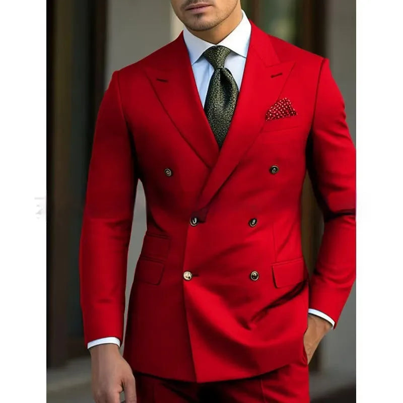 Men's regular fit light business suit set jacket and trousers in chemical fibre blend fabric