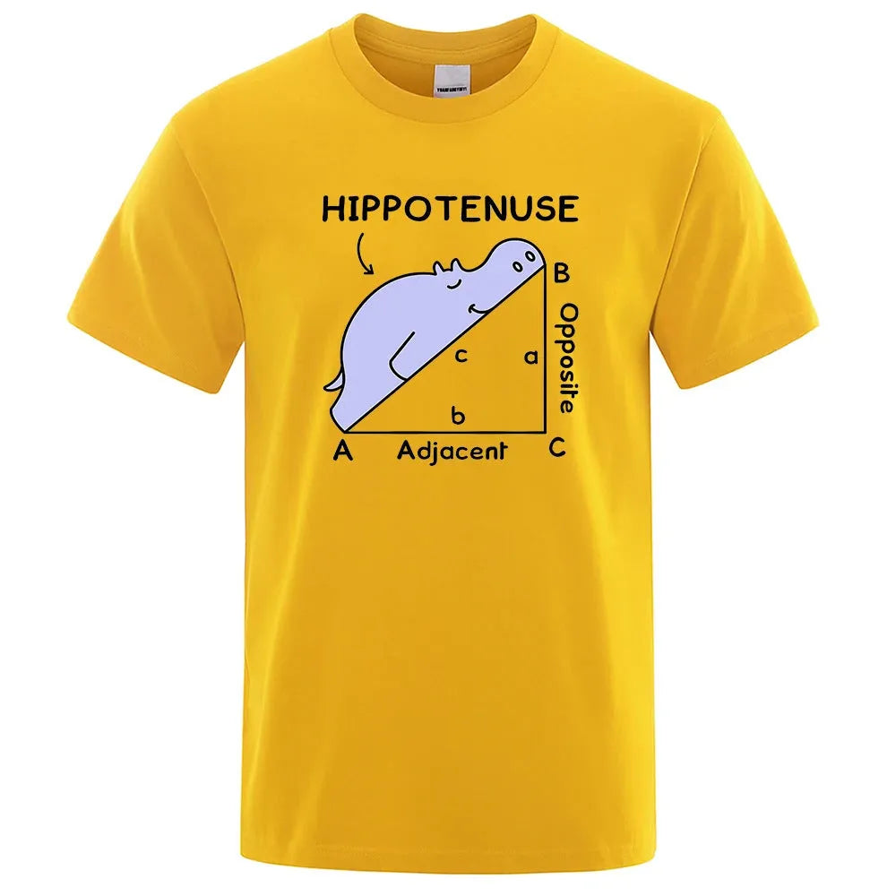 Hippotenuse Opposite Adjacent funny printed loose-fit cotton t-shirt in army green colour.