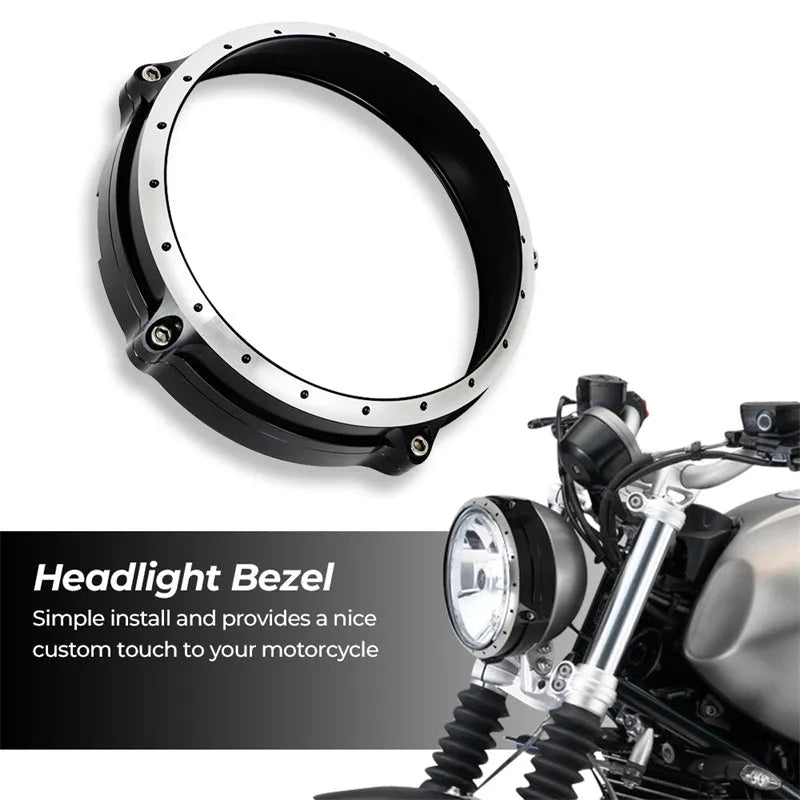 Black CNC aluminium headlight guard grille for BMW R nineT Scrambler motorcycle