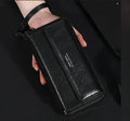Men's PU leather wallet with multiple card slots in casual long design showing black colour option