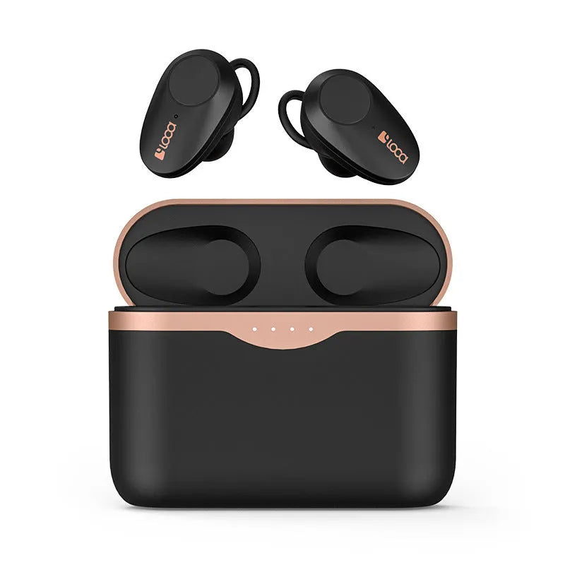 Black wireless Bluetooth headset with charging stand featuring ANC noise cancellation.