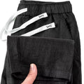 Pure linen Chinese style trousers with drawstring waist in straight leg design