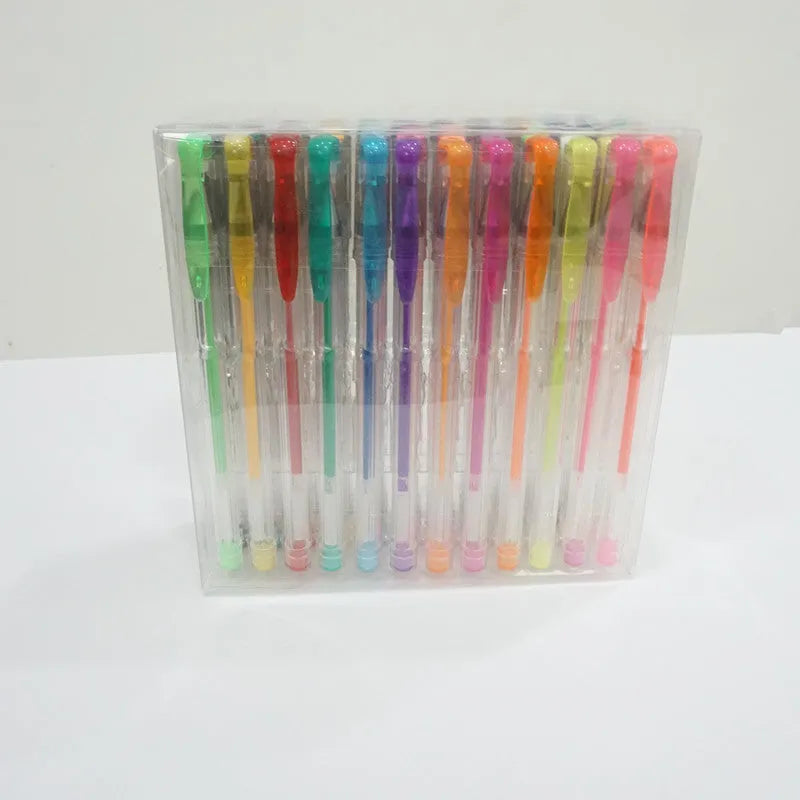 Set of 100 assorted colour gel pens with 0.5mm and 1.0mm tips for watercolour highlighting