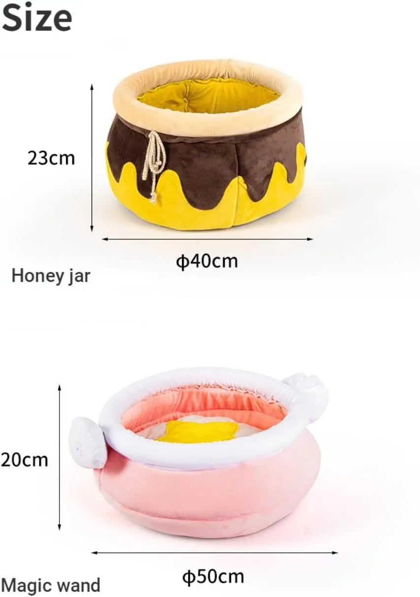 Pink magic honey pot shaped cat sofa bed with a removable cushion for small pets
