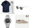 Women's navy blue cotton linen summer suit set with half sleeves, trousers and matching accessories