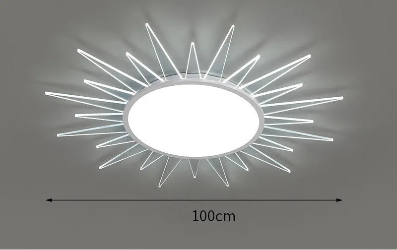 Modern round aluminium LED ceiling lamp with dimming controls in multiple size options