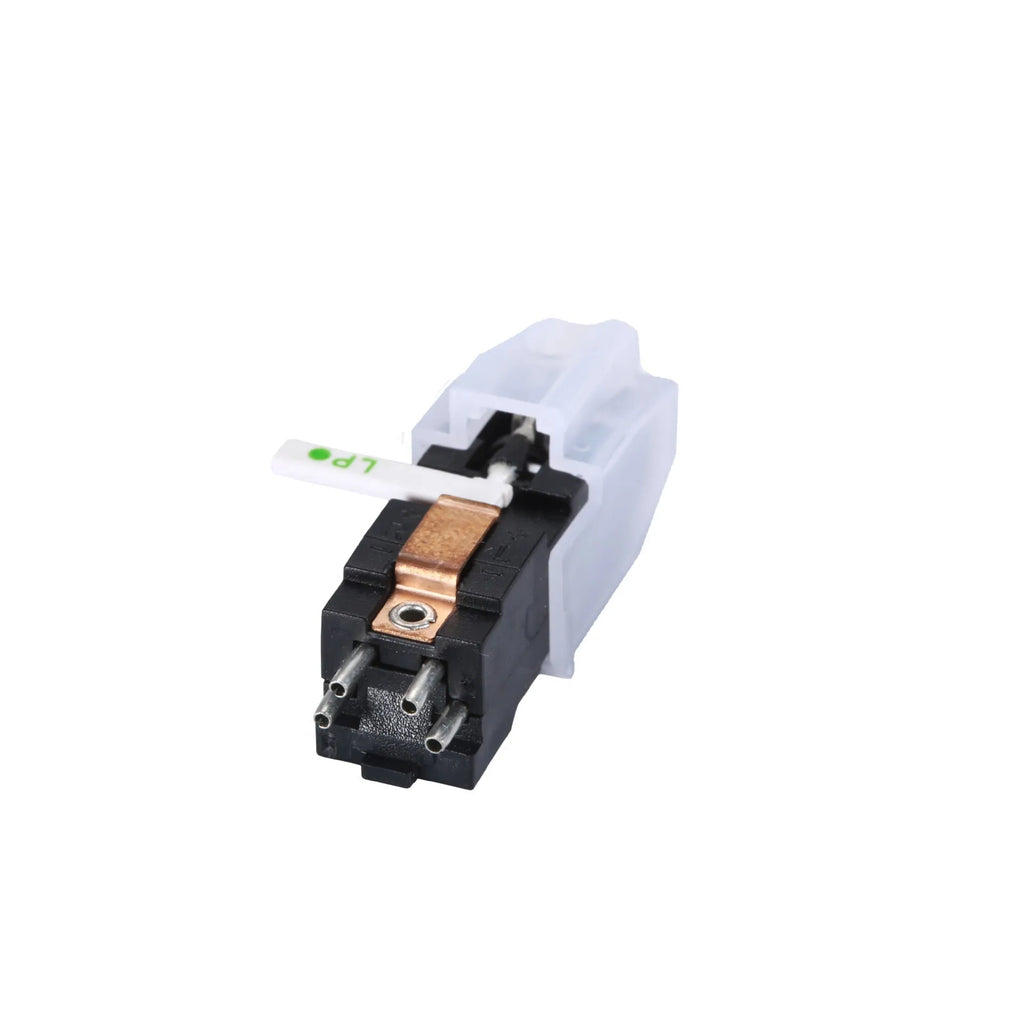 Double needle magnetic turntable cartridge pickup head with ABS plastic shell.