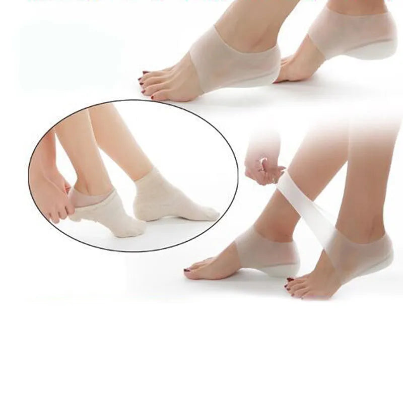 Invisible height increased rubber insoles with 2cm to 4cm lift options, fitting shoe sizes 33 to 46