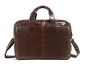 Brown men's business briefcase made from first layer cowhide leather, 18-inch size.