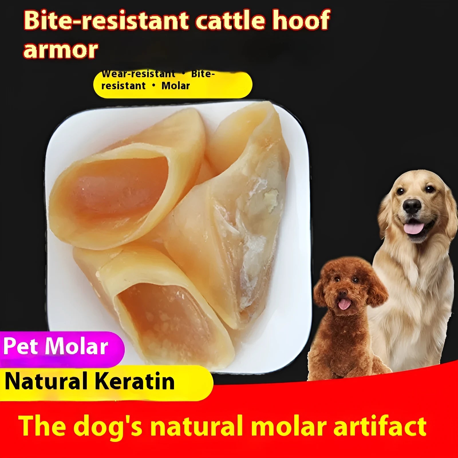 Natural cowhide hoof shell dog chew for small and large dogs