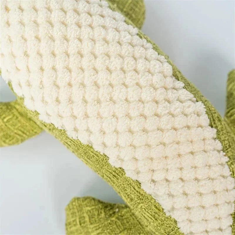 Corn grid plush chew toy with squeaker for cats and dogs in blue green red colours