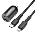 Baseus electro-optical grey mini car charger with single USB port and 1 metre cable