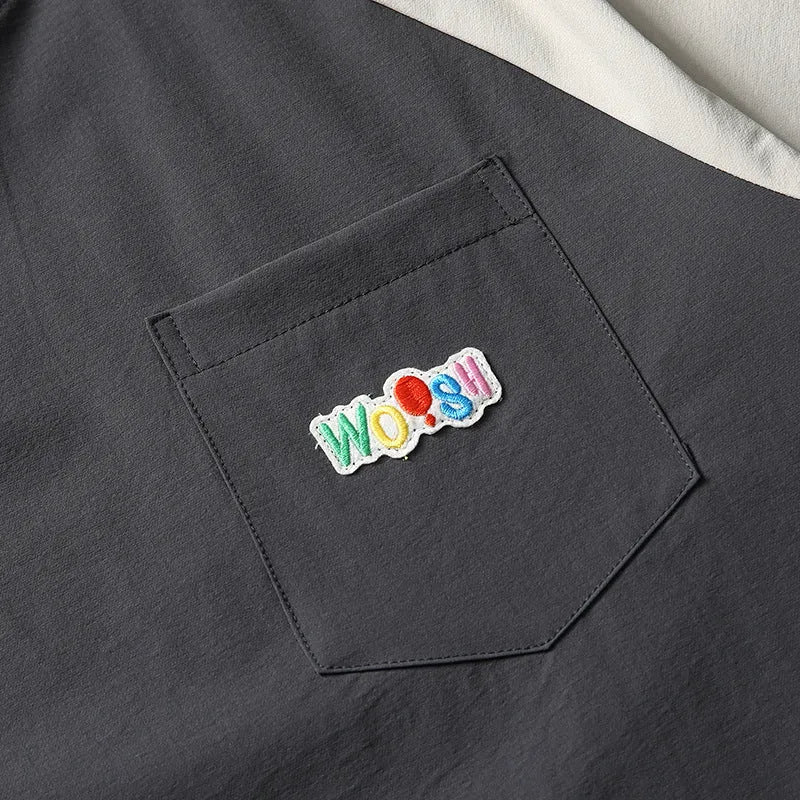 Dark grey men's loose-fit t-shirt with contrasting colour raglan sleeves