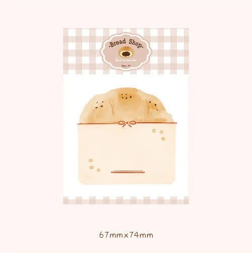 Food bread handbook note paper showing 85x120mm sheets in bread, tomato, and yogurt colour designs