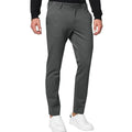 Men's slim-fit tapered chino trousers in a stretch cotton blend fabric, shown in army green colour.