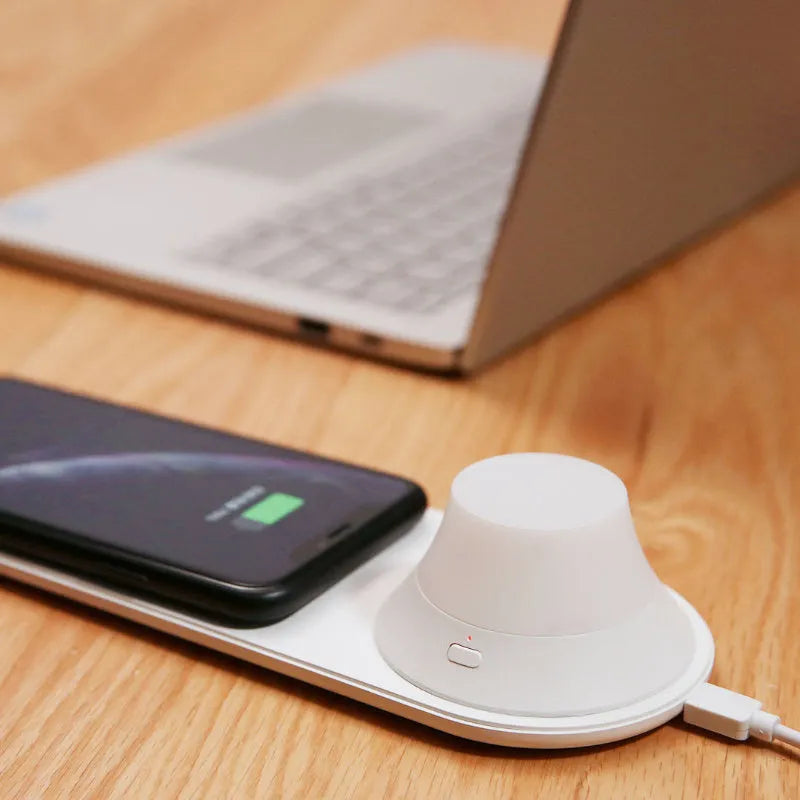 White smart night light wireless charger with magnetic suction, 225x80x43.5mm, ABS PC plastic
