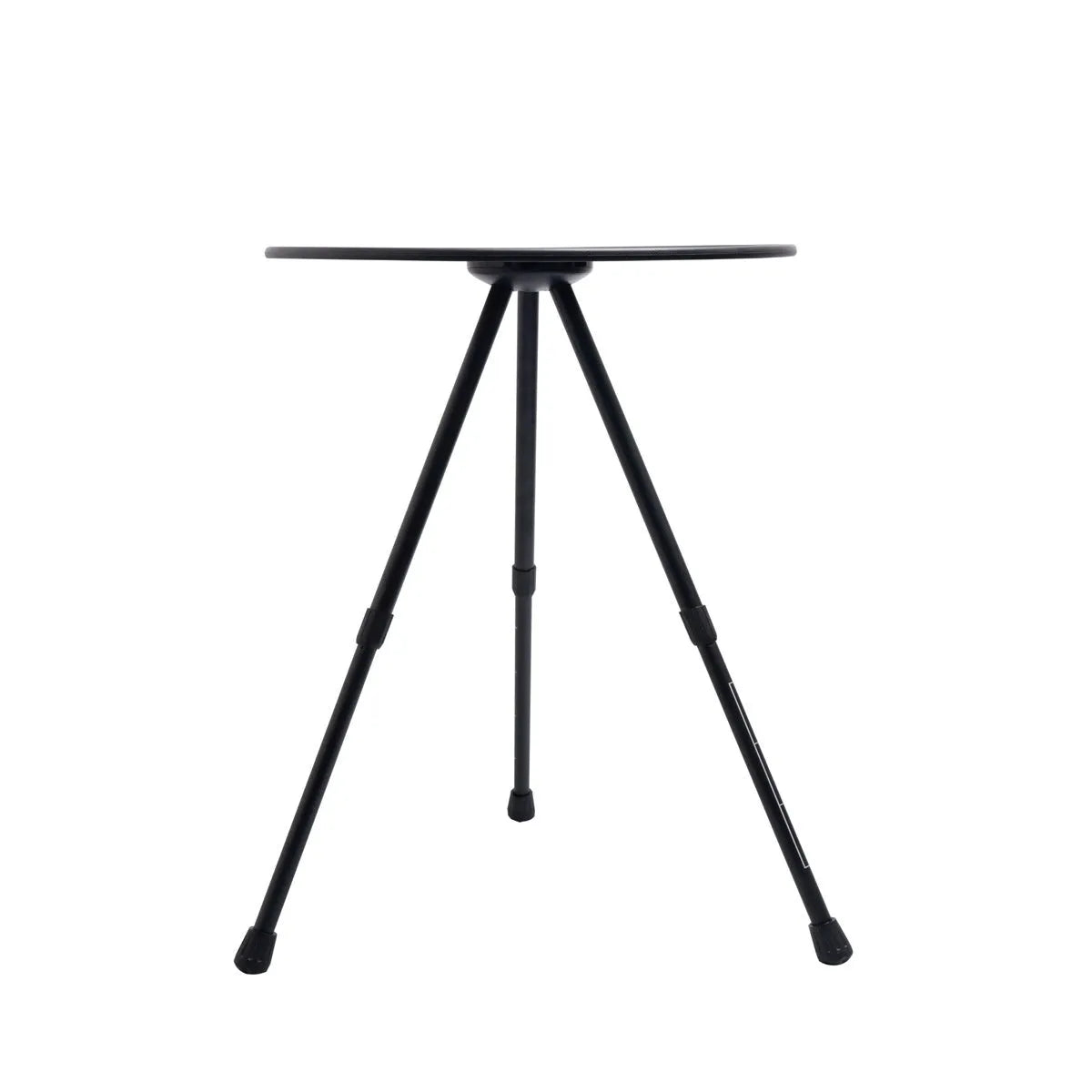 Outdoor camping folding aluminium alloy tripod round table with storage bag in matte black finish