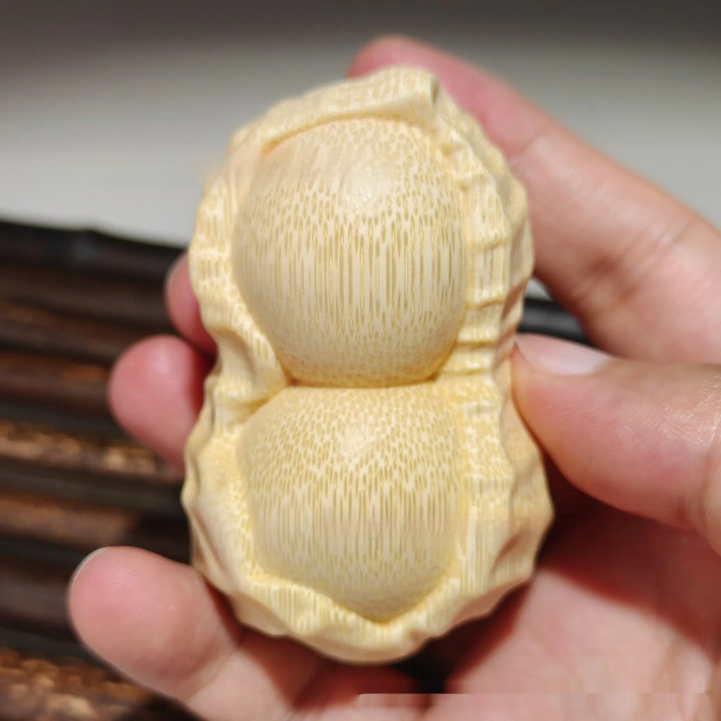 Solid natural bamboo carving peanut ornament modern simplicity design