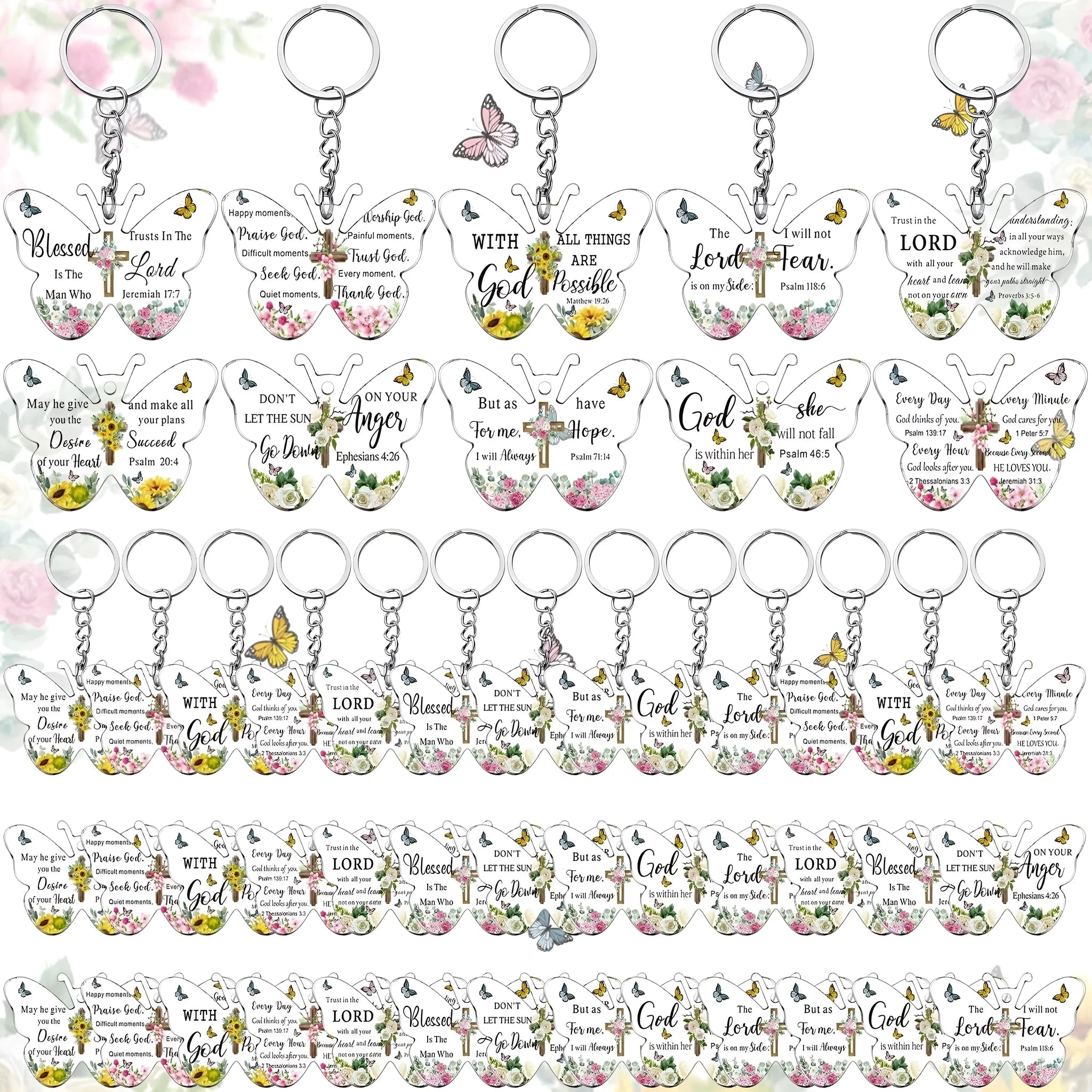 Acrylic key pendant set for Easter Halloween Christmas transparent decorative keychain with 10 or 50 pieces