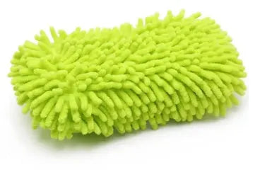 Silver green chenille microfiber car wash sponge measuring 14x25cm