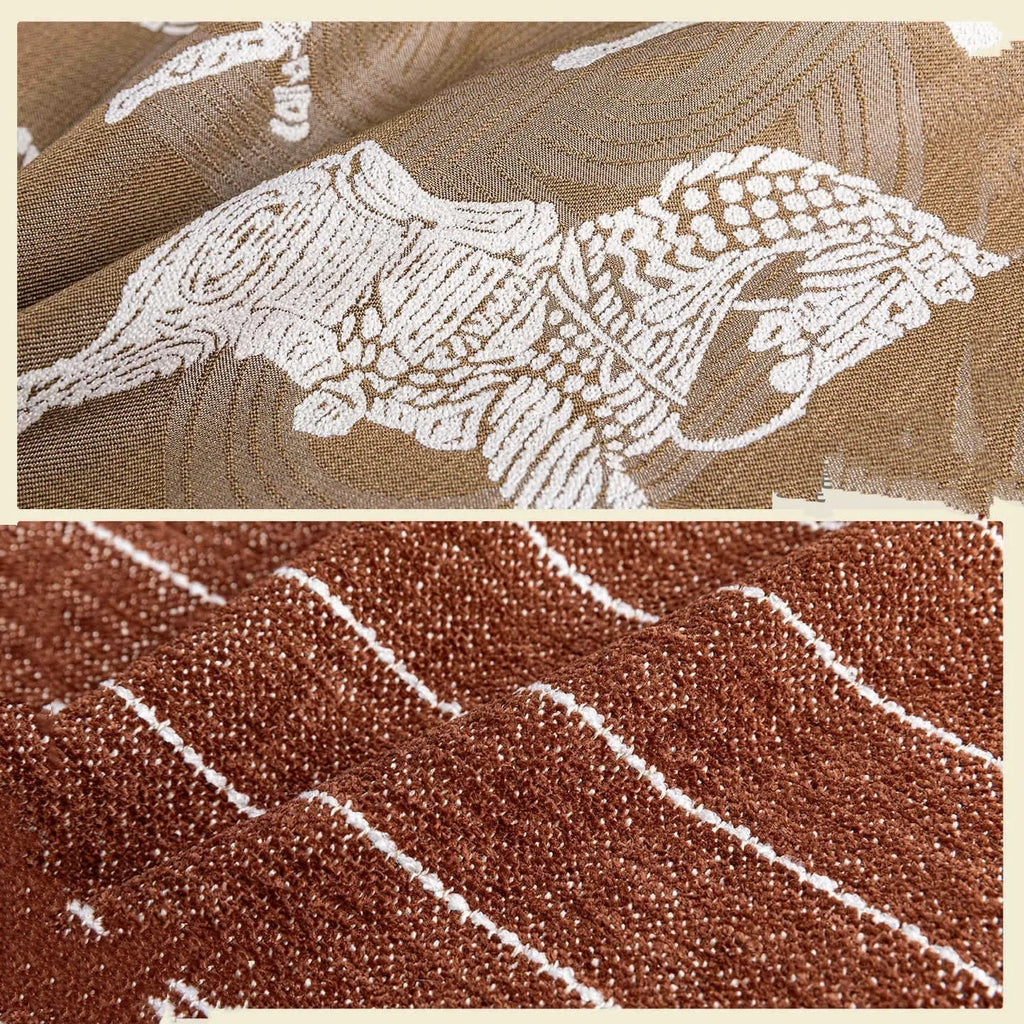 Chinese ancient style square sofa cushion in brown Maillard colour patterns on a 45cm pillow.