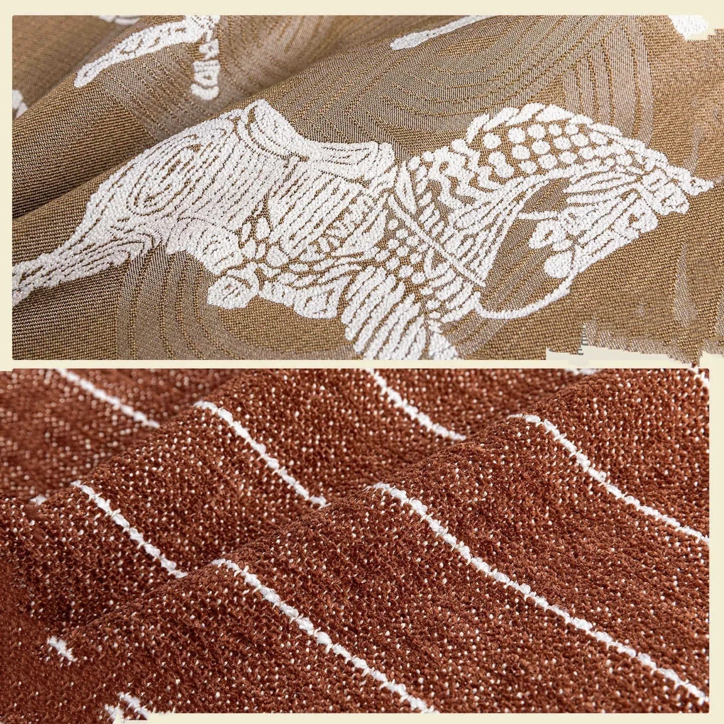 Chinese ancient style square sofa cushion in brown Maillard colour patterns on a 45cm pillow.