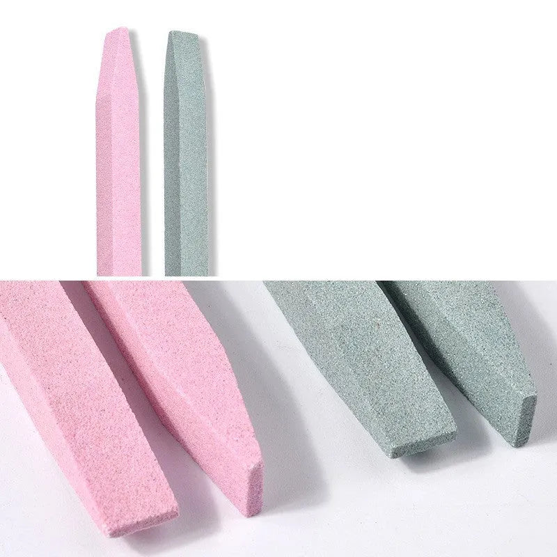 Nail quartz abrasive stick with plastic handle in pink colour for nail filing