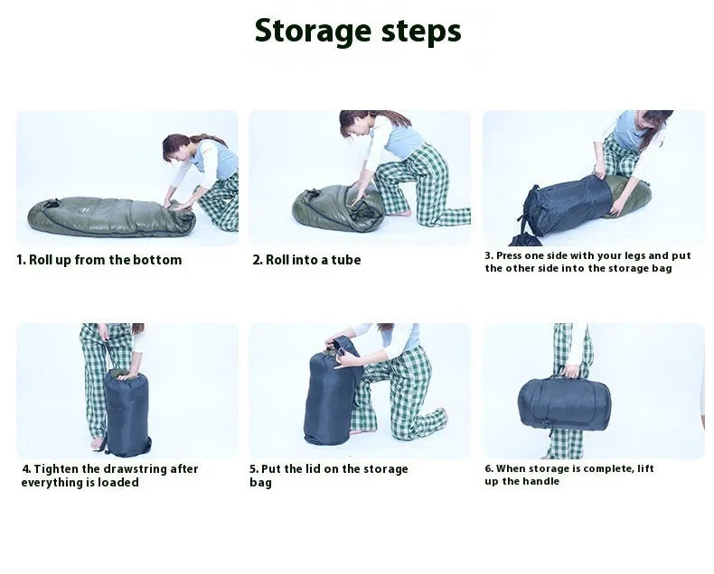 Ultralight mummy down-filled sleeping bag for adults, 400T nylon shell, white duck down fill, 210x80x50cm