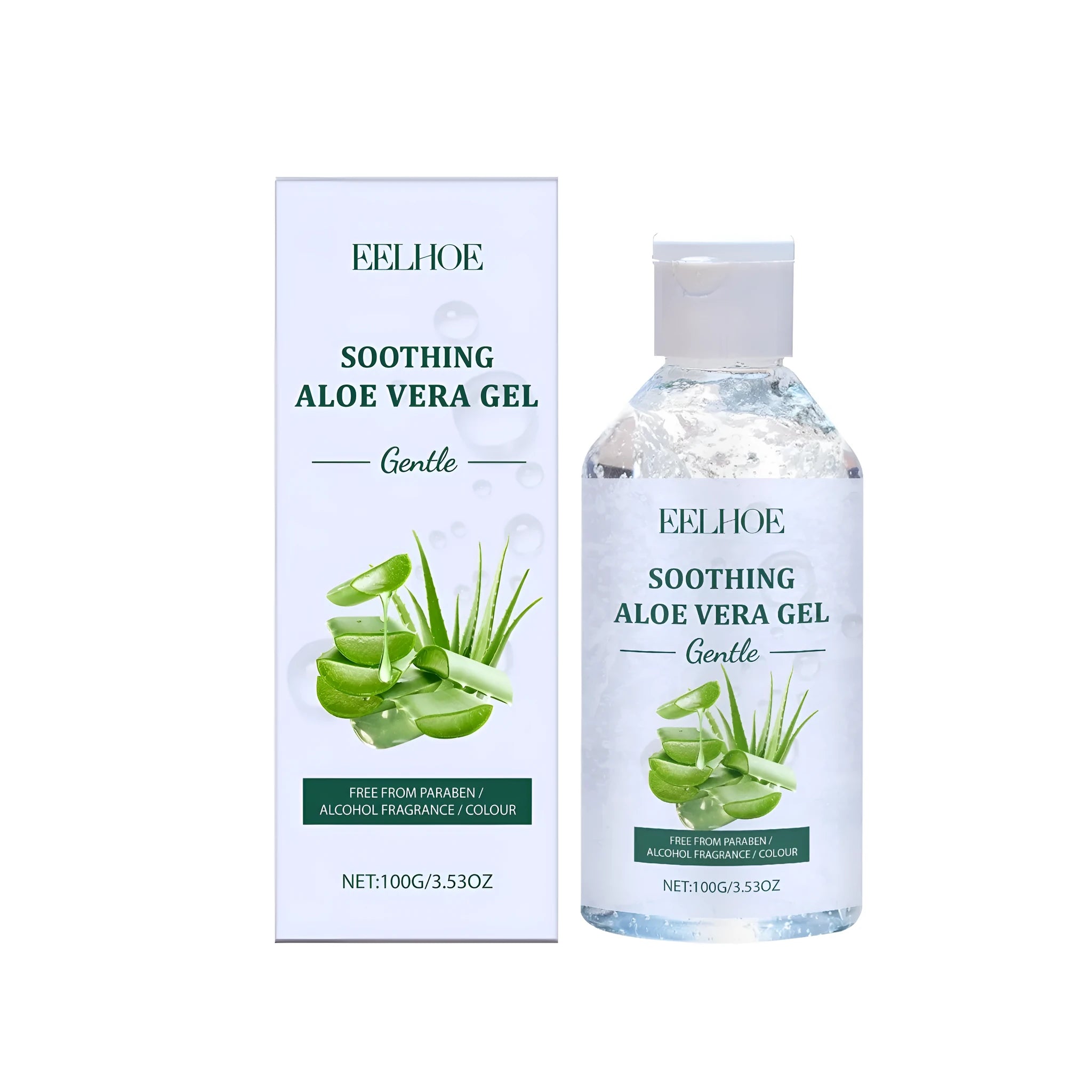 A 100g tube of clear aloe vera gel for skincare moisturising