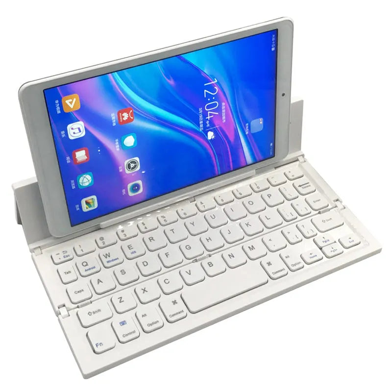 Black mini folding Bluetooth keyboard for tablets showing numeric keypad and compact 5-inch design