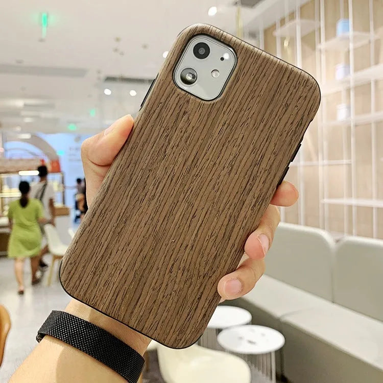 Natural wood or bamboo iPhone back cover case in rosewood colour for iPhone 11.