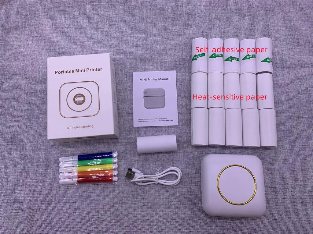 Mini C20 White thermal printer with Bluetooth and USB port, 80x80x35mm