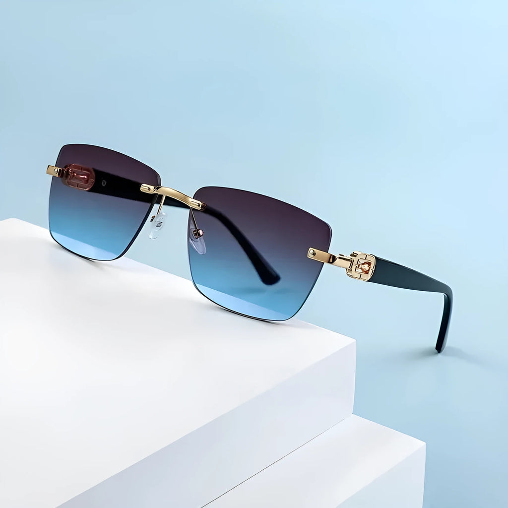 New frameless sunglasses for men with metal frame and colored lenses, suitable for driving and outdoor sports
