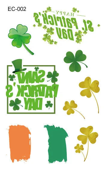 St. Patrick's Day clover tattoo sticker paper measuring 120×75mm with water transfer printing