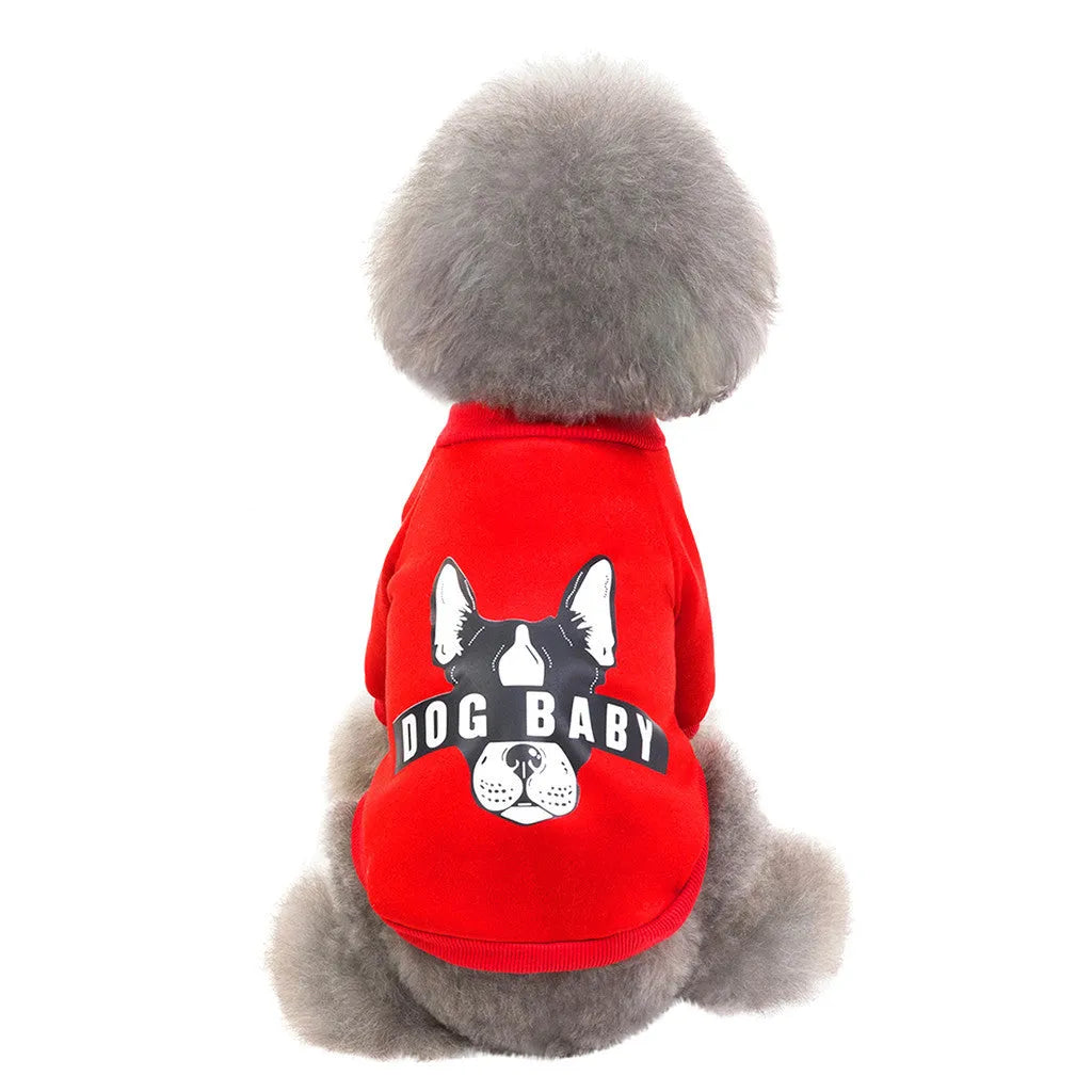 Pink cotton cartoon dog sweater for small to large dogs, size S-XXL