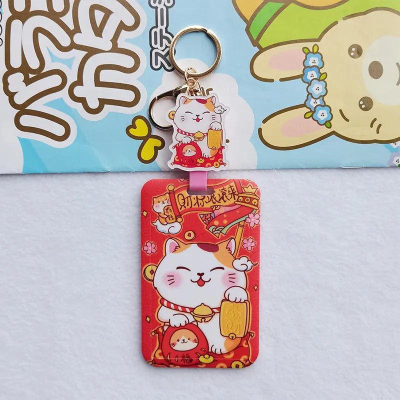Plastic lucky cat certificate set with ferrule and decorative pendant for document organisation