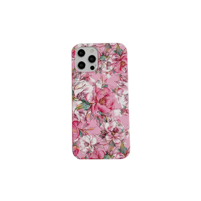 Rose red retro smiling flower silicone protective case compatible with iPhone 11 12 X XR XS 7 8 and Airpods