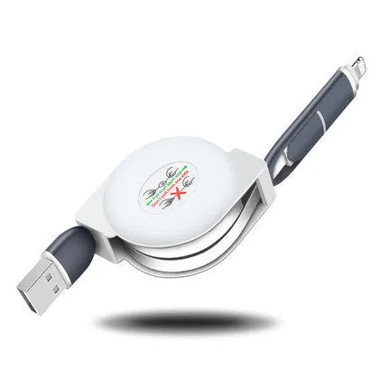 3-in-1 telescopic charging cable extended to 120 cm length with titanium alloy connectors